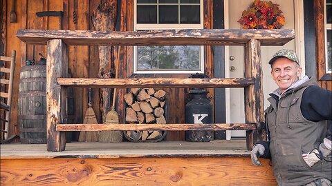 HOW I MADE A RUSTIC ENTERTAINMENT STAND FOR THE CABIN | OFF GRID TIMBER FRAME | HOMESTEAD