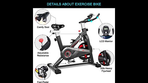 YONKFUL Exercise Bike Belt Drive Indoor Cycling Bike Adjustable Stationary Bicycle Home Gym Bik...