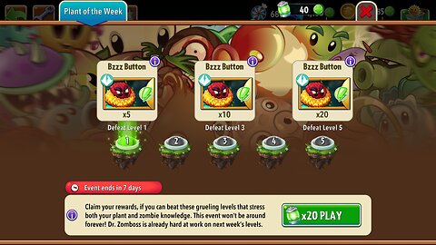 Plants vs Zombies 2 - Plant of the Week - Bzzz Button - May 2024