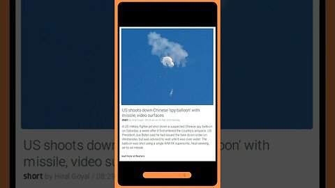 American Fighter Jet Shoots Down Suspected Chinese Spy Balloon | #shorts #news