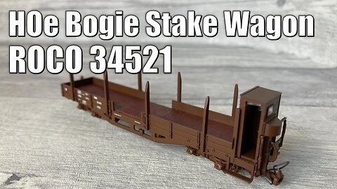 Roco 34521 - HOe scale bogie wood stake wagon - Unboxing & Review