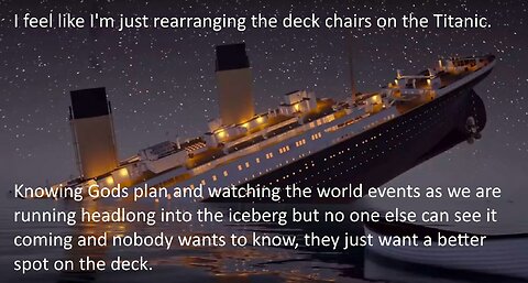 LIVE Sunday 6:30pm EST - Rearranging the deck chairs on the Titanic