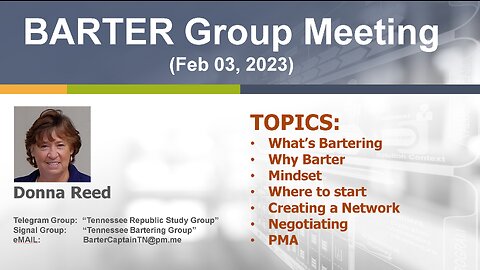 Barter Group Meeting 2/3/2023