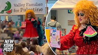 Outrage as drag queen leads young kids in 'free Palestine' chant during story time event