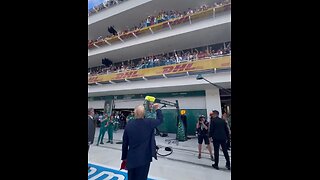 Trump Walks Out To A Huge Welcome At Formula One With USA Chants