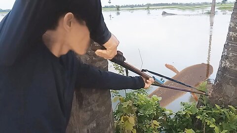 Amazing Creative Man Make Bow Fishing With Plastic Pipes To Catch A Lot Of Fish In Cambodia