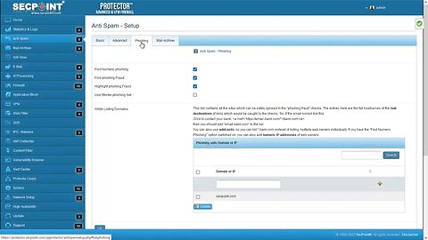 SecPoint Protector Improved Anti Phising Whitelist