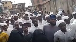 Muslims protest after a hoodlum raped a woman in a mosque in Ibadan. #rape