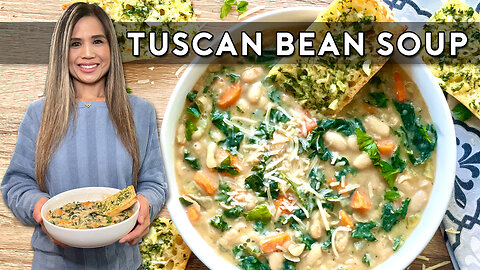 Tuscan Bean Soup With Garlic Bread Dippers