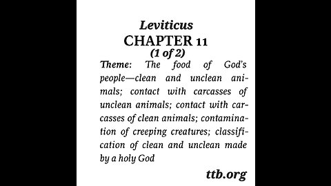 Leviticus Chapter 11 (Bible Study) (1 of 2)