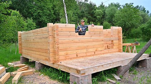 Log Cabin The Walls are Almost Ready, Building Alone Ep 5, - Living off the Land