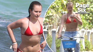 Christie Brinkley's look-alike daughter Sailor stuns in red bikini while catching sun in Miami