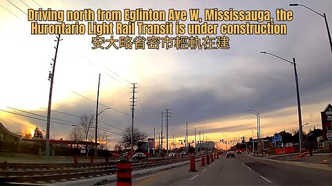 Driving north from Eglinton Ave W, Mississauga, the Hurontario Light Rail is under construction