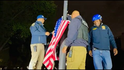 INCREDIBLE. NYPD Raises The American Flag Over City College of NY