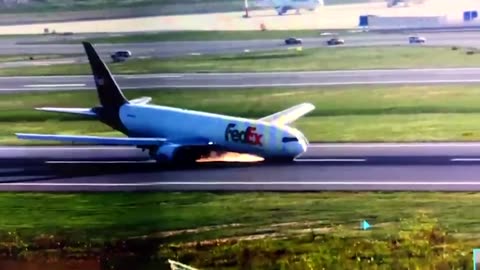 CCTV shows Boeing plane landing on its nose in Istanbul
