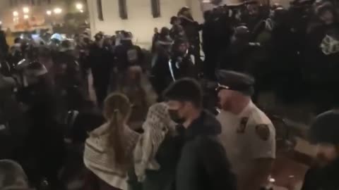 Protestor Stair Roll - Police Prep For Hamilton Hall
