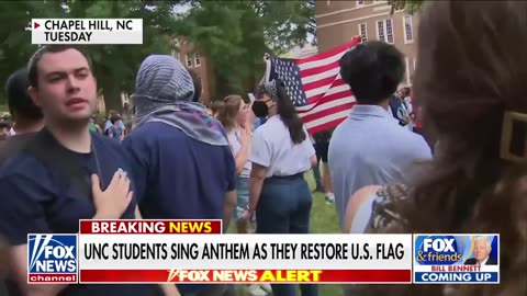 UNC students restore American flag that had been replaced with Palestinian flag