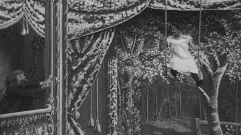 Trapeze Disrobing Act, Aerialists (1901 Original Black & White Film)