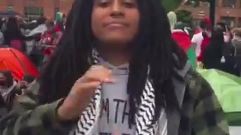 students joined the camp at George Washington University in solidarity with the Palestinians.