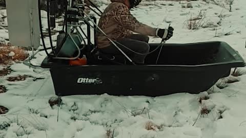 Homemade airboat for ice fishing