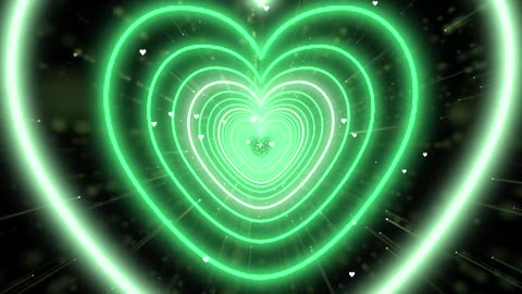 679. Neon Heart Tunnel Bg Animation💚Green Heart Background Heart