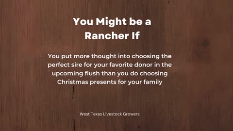 Rancher Life: You Might Be One If...