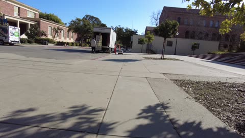 A Long Row Of UCLA Starship Robots Rolling Across Campus (2-5-23)