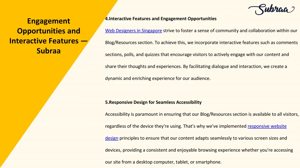 Engagement Opportunities and Interactive Features — Subraa