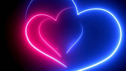 659. Neon Lights Love Heart Tunnel💜Purple Heart Background Neon Heart