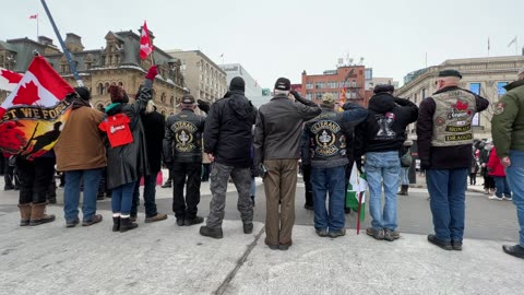 Veterans' Salute, National Anthem (trucker protest, Ottawa)