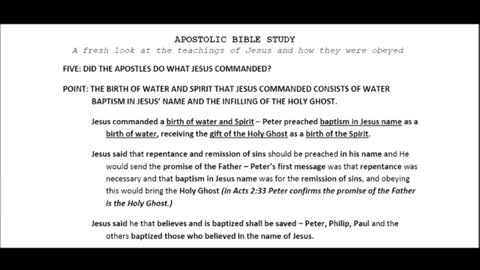 Apostolic Bible Study Video 5