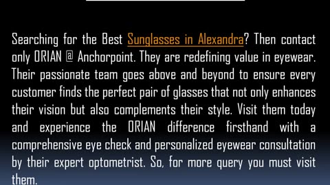 One of the Best Sunglasses in Alexandra