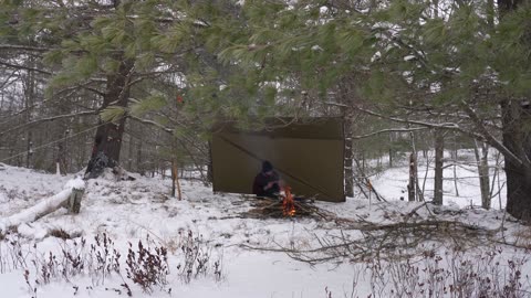3 Days Solo Winter Camping with a Tarp in the Snow