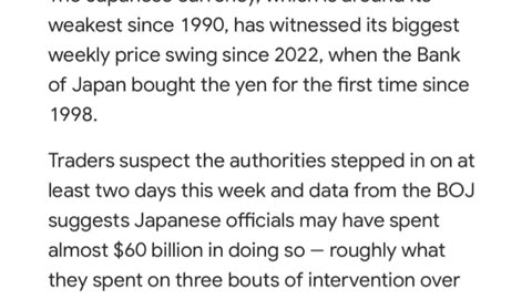 BREAKING: The central bank of Japan has intervened 2 times in one week last week