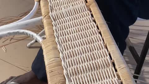 How rattan sofa weaving is done.