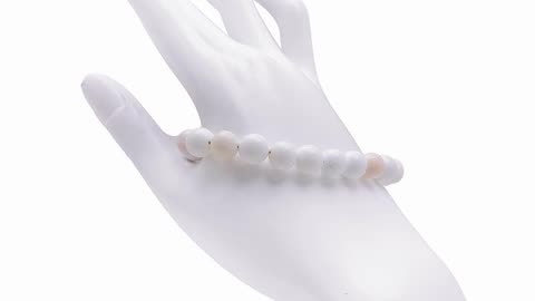 Pink opal smooth beads size 8mm and Tridacna beads handmade bracelet Unique Gifts