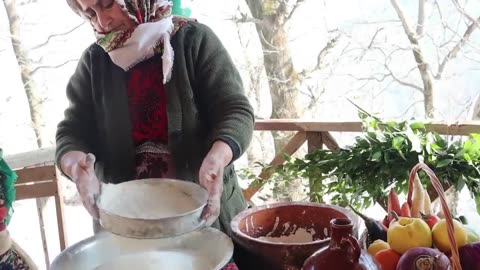 Cooking oven-rolled kebab in a mountain village!