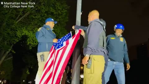 All Smiles: NYPD Takes Down Palestinian Flag at City College, Replace it With American Flag