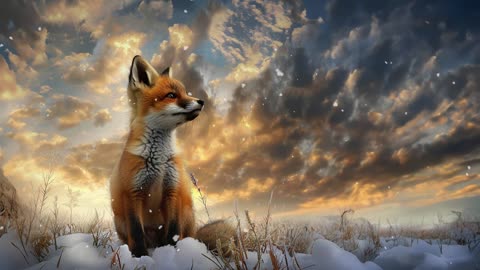 Cozy Baby Fox 🦊 in a Snowy Meadow ❄️ | Asmr Animal Ambience For Sleep 🌙 🦊