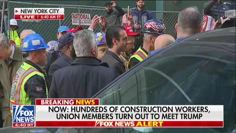 Trump Speaks To Reporters, Screaming Fans At Construction Site Union Photo Op