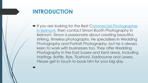 Get The Best Commercial Photographer in Belmont.