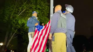 NYPD Raises The American Flag Over City College of NY