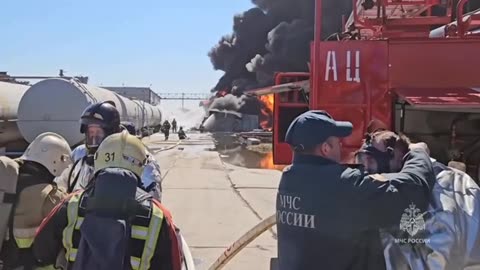 🔥🔥🔥 Omsk, Russia. Containers with petroleum products are on fire, the area of