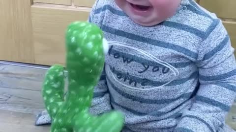 Cute Babies Playing with Dancing Cactus #shorts #shortvideo #funnybaby