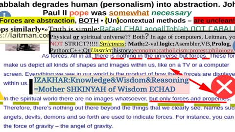 Kabbalah degrades human (personalism) into abstraction. John Paul II pope was somewhat necessary