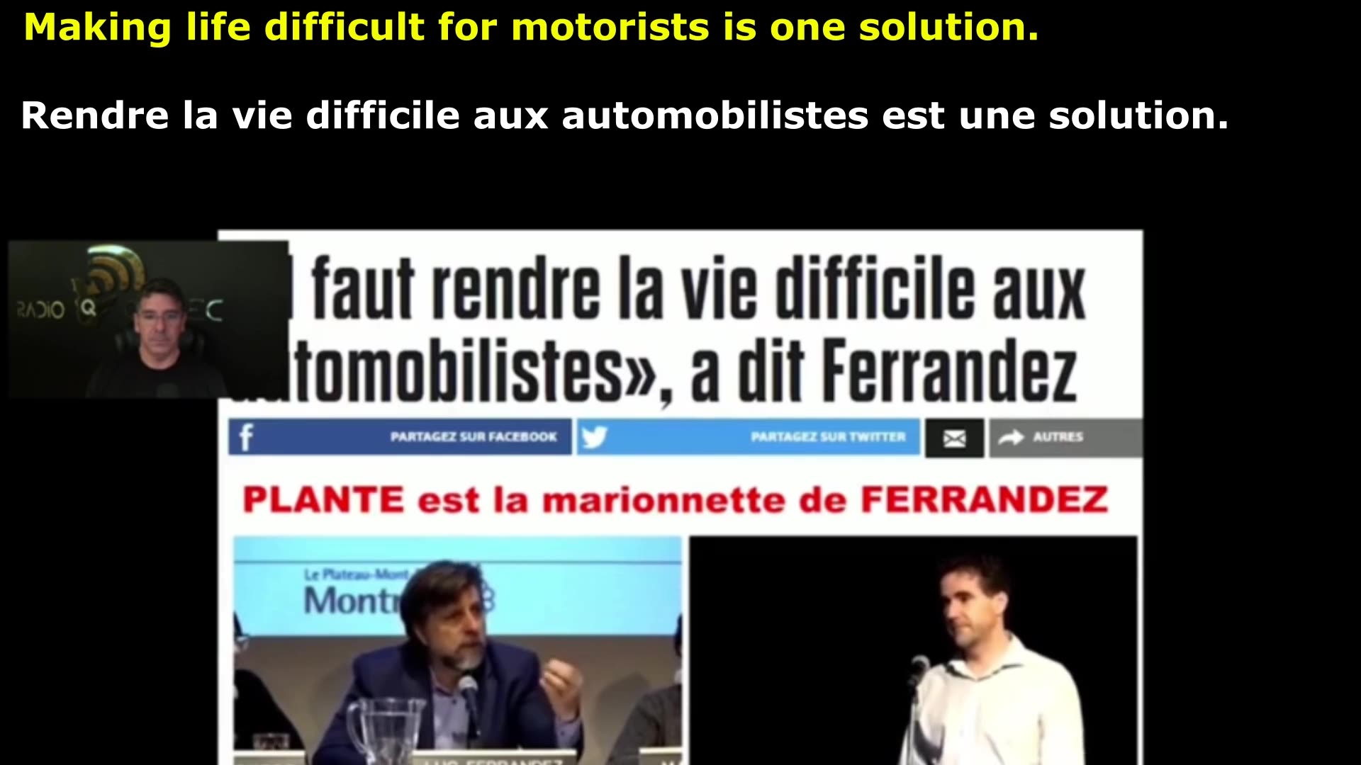 (Fran _ Eng) Montreal radical mayor FERRANDEZ, cars, climate, World economic forum