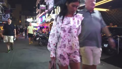 Thailand, Pattaya. Night beach road with sexy freelancers.