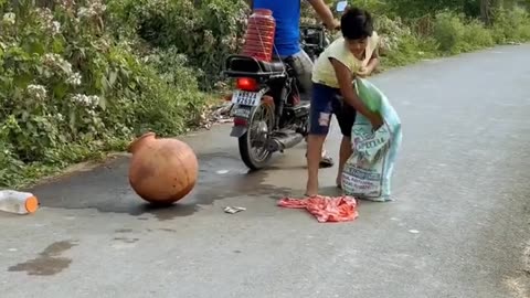 Sweet water dropped on the road