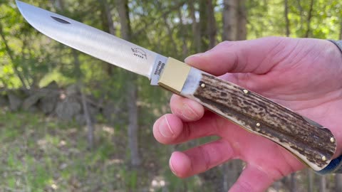 Otter Knives Traditional Stag Antler Lockback! by www.bushcraftcanada.com