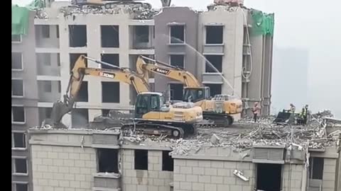 It's extraordinary that heavy equipment can reach the top of tall buildings